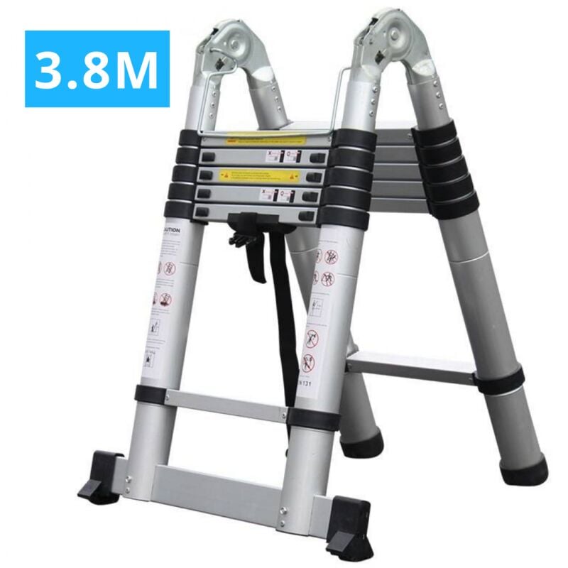 Echelle/escabeau télescopique double aluminium 2x6 marches h 3,8M (1,9+1,9) Secury-t