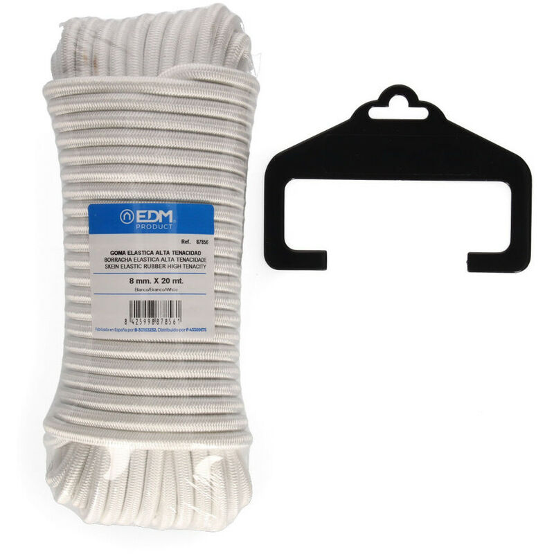 Cheveau 20 mt. caoutchouc élastique haute tenacité blanc. calibre 8 mm EDM