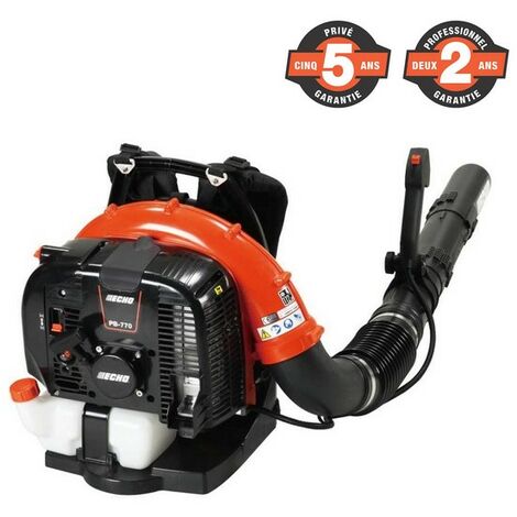 Echo – Souffleur thermique à dos PB770 – Cylindrée 63.3 cm³ – Débit d'air 1400 m³/h – Vitesse 104.6 m/s pour nettoyage professionnel