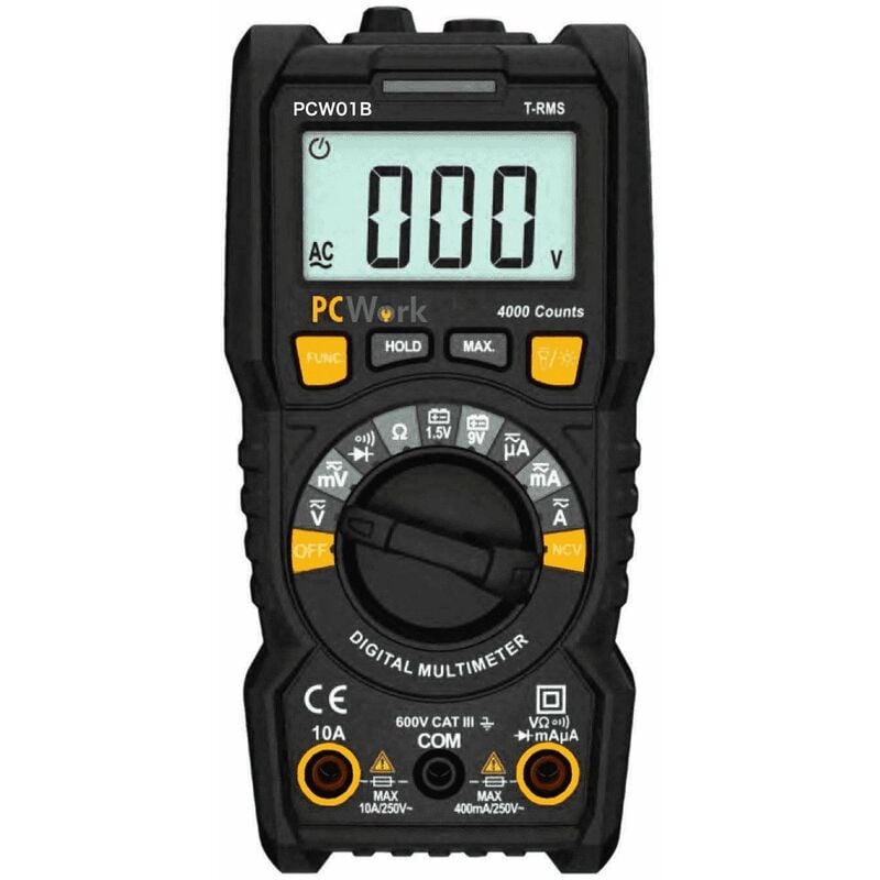 Image of Echt-Effektiv-Digitalmultimeter 600v/dc/ac 10a/dc/ac Widerstand 40mg Pcwork Pcw01b