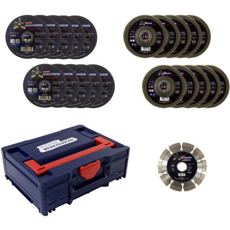 Echter Werkzeugfan Schleifmittelpaket, Trennscheiben, Diamanttrennscheibe, 125 mm & Systainer
