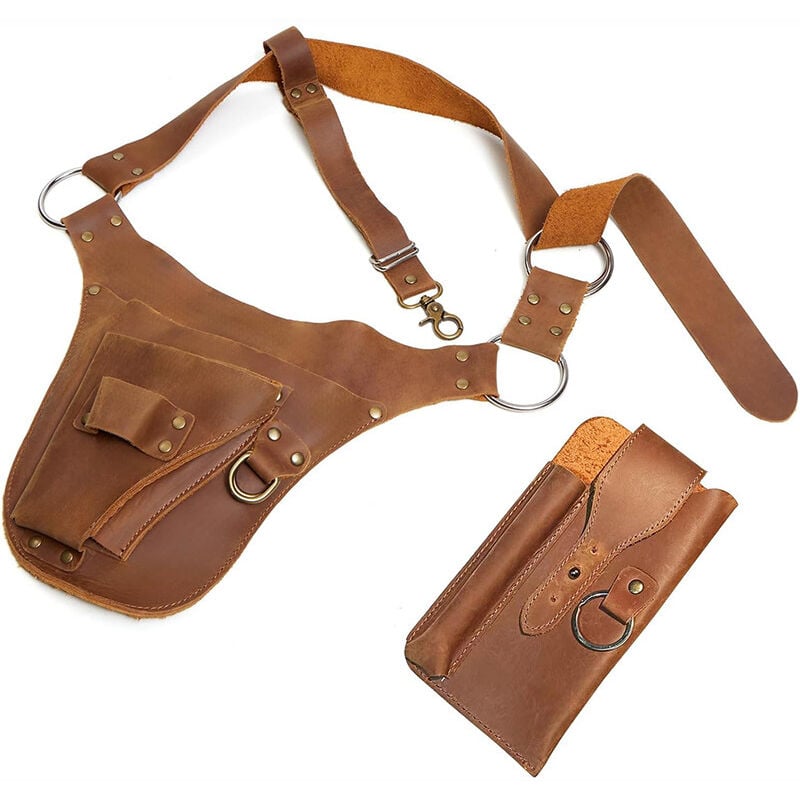 Image of Echtleder-Gartenwerkzeuggürtel für Damen und Herren, Floristen-Organizer-Tasche, Gärtnertasche