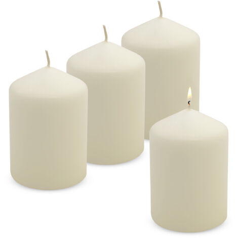 Echtwachs Stumpenkerze 4er Set 10 x 7 cm - creme weiß - Blockkerze für Adventskranz und Laternen
