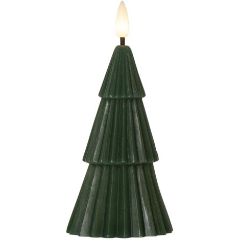 Echtwachskerze Grany Tannenbaum grün Timer 18cm warmweiß