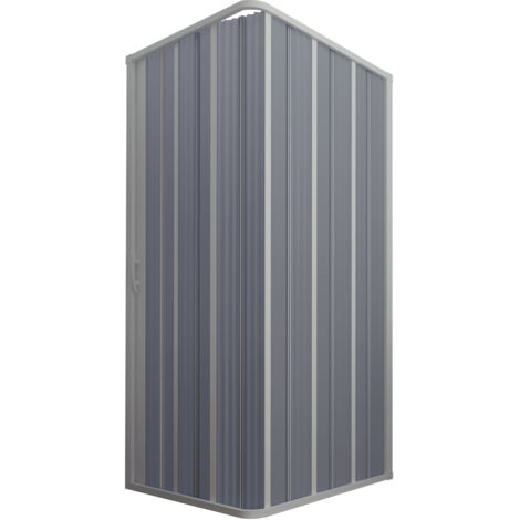 Eck-Duschkabine aus pvc mit Faltduschtür weiss h 185 mod. Flex mit setilicher Öffnung 90x90 cm