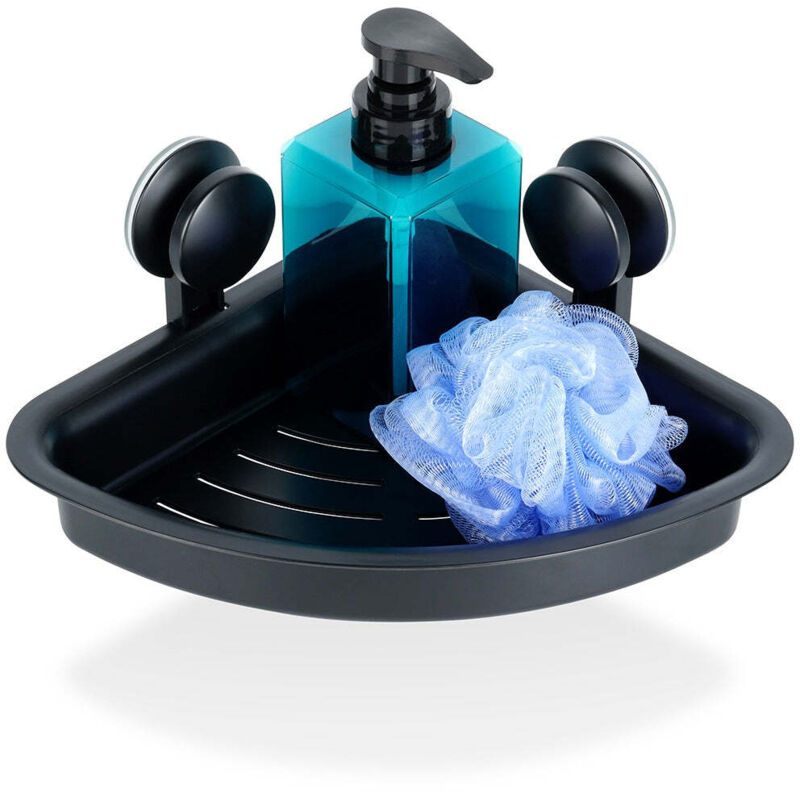 Northix Schwarz Eck Duschregal Saugnapfe 28X22x12 Cm