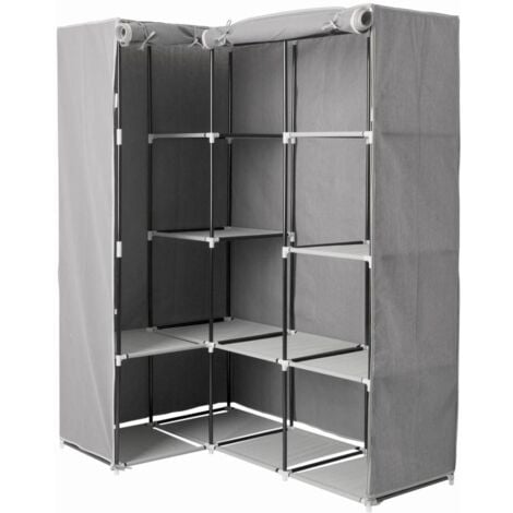 Eck-kleiderschrank stoff grau - 5five