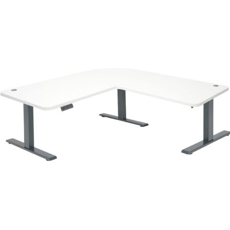 Eck-Schreibtisch HHG-772, Computertisch elektrisch höhenverstellbar 178x178cm 84kg MVG weiß, anthrazit-grau