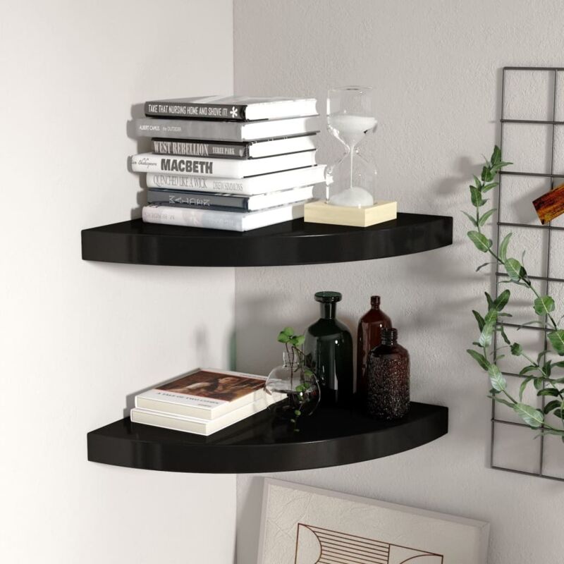 Eck-schweberegale 2 Stk. Schwarz 35x35x3, 8 Cm Mdf Vidaxl