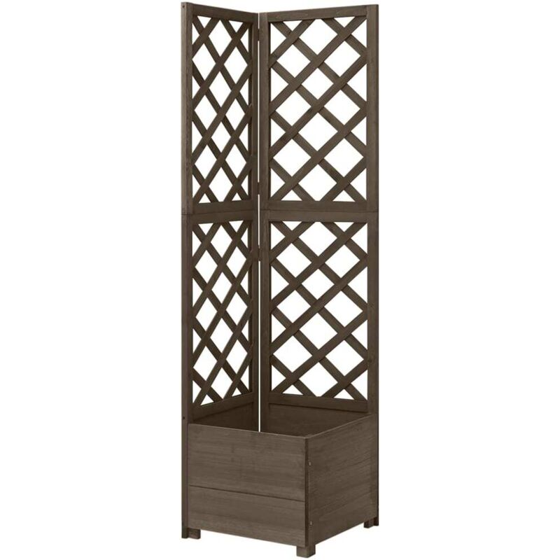 Eck-spalier Mit Pflanzkasten Grau 40x40x150cm Massivholz Tanne Vidaxl