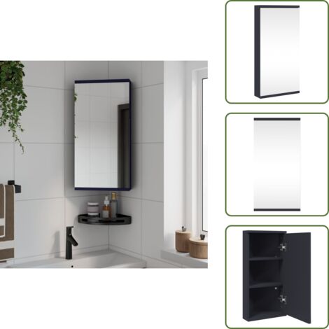 Eck-Spiegelschrank Grau 30x24x60 cm - Eckschrank - Badezimmermöbel - Spiegelschrank - Holzschrank - Grau