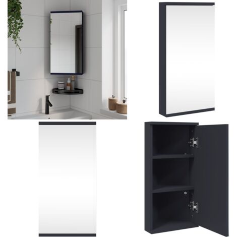 Eck-Spiegelschrank Grau 30x24x60 cm - Eckschrank - Badezimmermöbel - Spiegelschrank - Holzschrank - Grau - Home & Living