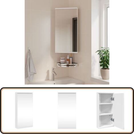 Eck-Spiegelschrank Weiß 30x24x60 cm - Eck-Spiegelschrank - Spiegelschrank Badezimmer - Holzwerkstoff Möbel - Weißer Spiegelschrank - Waschtisch Unterschrank