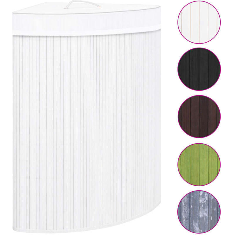 Vidaxl Weiß Eck-Wäschekorb Bambus 60 L