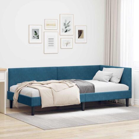 Eckbettgestell Blau 80 x 200 cm Samt und engineered Holz vidaXL