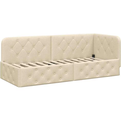 Eckbettgestell Creme 80 x 200 cm Stoff vidaXL