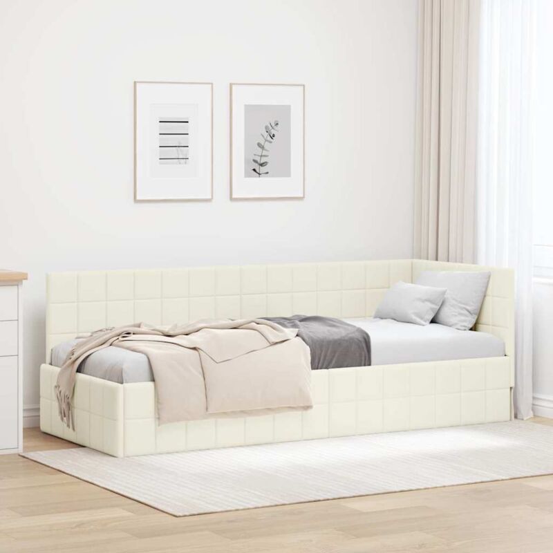 Eckbettgestell Mit Kopfteil Creme 80 Cm X 200 Cm Samt Vidaxl