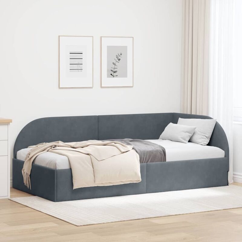Eckbettgestell Mit Kopfteil Dunkelgrau 80 X 200 Cm Samt Vidaxl