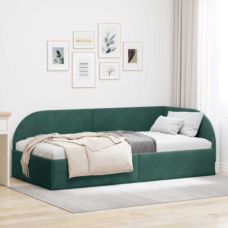 Eckbettgestell Mit Kopfteil Dunkelgrün 90 X 190 Cm Samt Vidaxl
