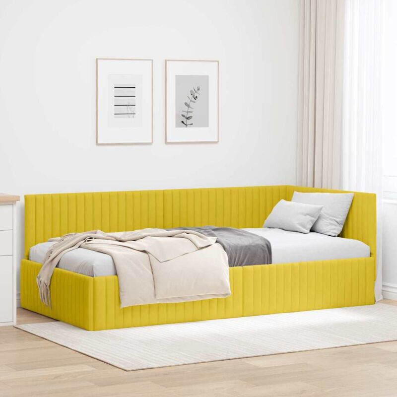 Eckbettgestell Mit Kopfteil Gelb 100 X 200 Cm Samt Vidaxl
