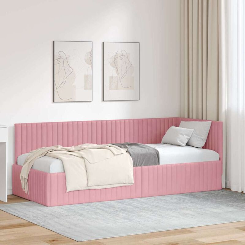Eckbettgestell Mit Kopfteil Rosa 80 X 200 Cm Samt Vidaxl