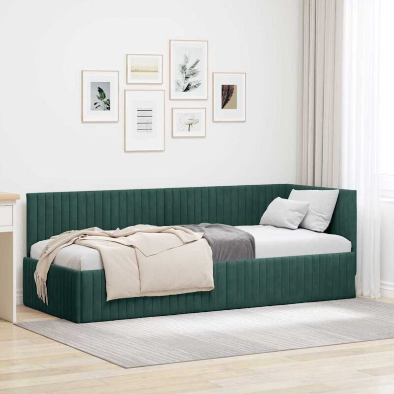 Eckbettgestell Mit Kopfteil Dunkelgrün 80 X 200 Cm Samt Vidaxl