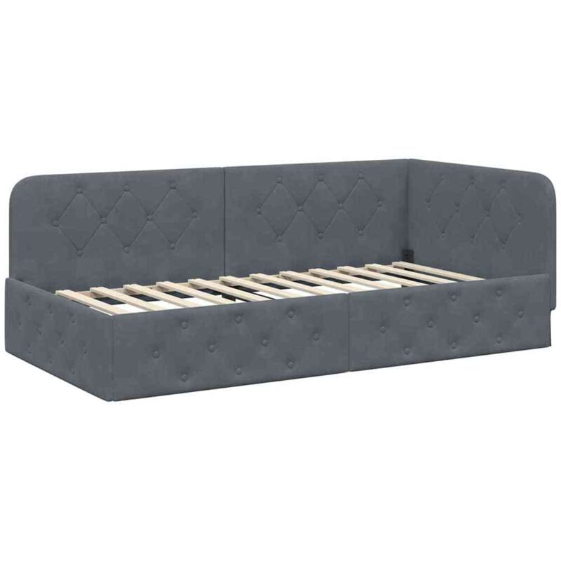 Eckbettgestell Dunkelgrau 90 X 200 Cm Samt Vidaxl