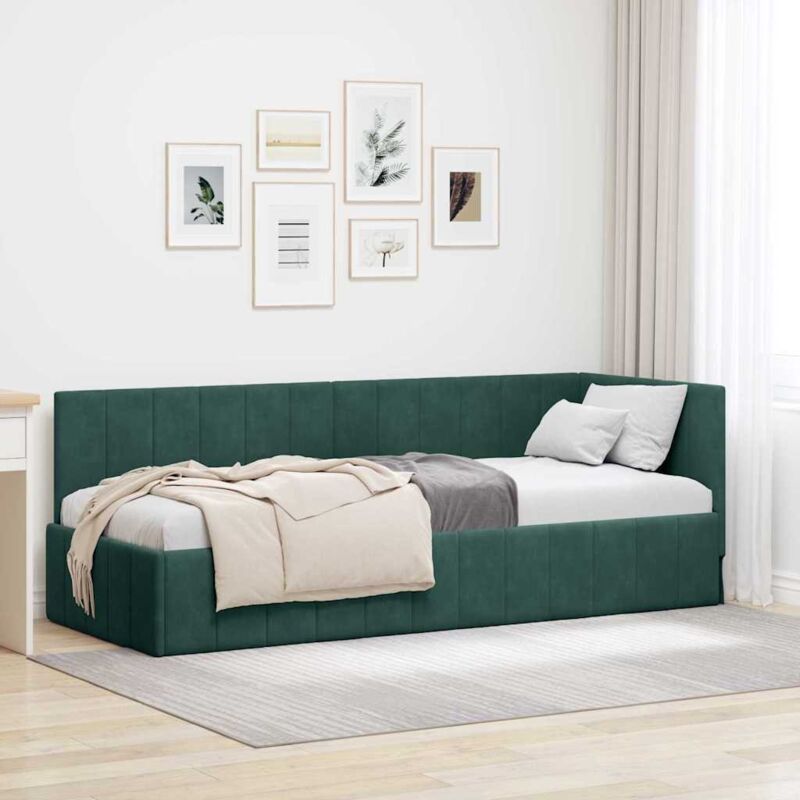 Eckbettgestell Mit Kopfteil Dunkelgrün 80 X 200 Cm Samt Vidaxl
