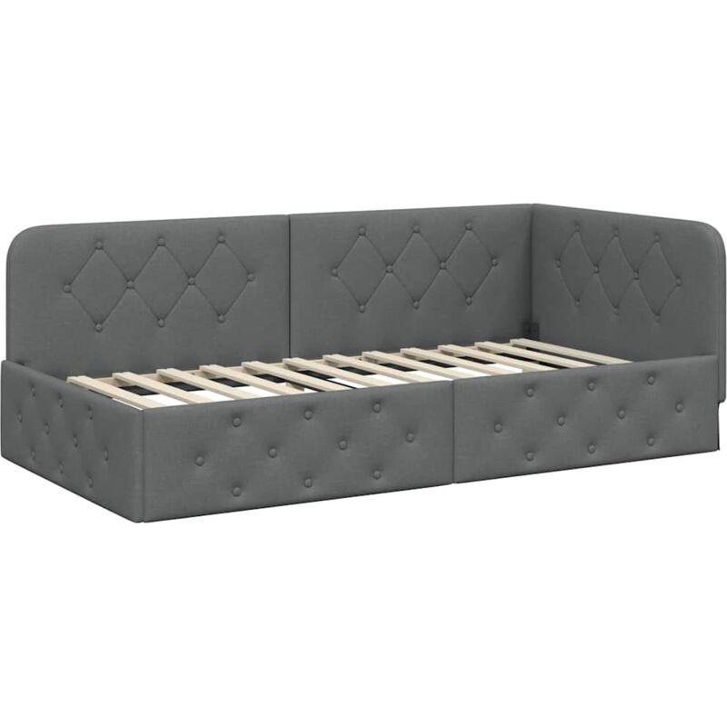 Eckbettgestell Dunkelgrau 90 X 200 Cm Stoff Vidaxl