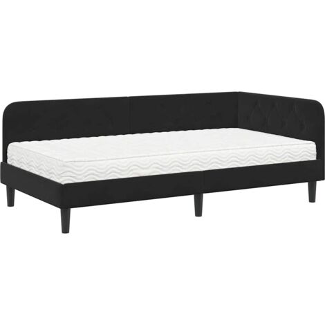 Eckbettgestell Schwarz 90 x 200 cm Samt vidaXL