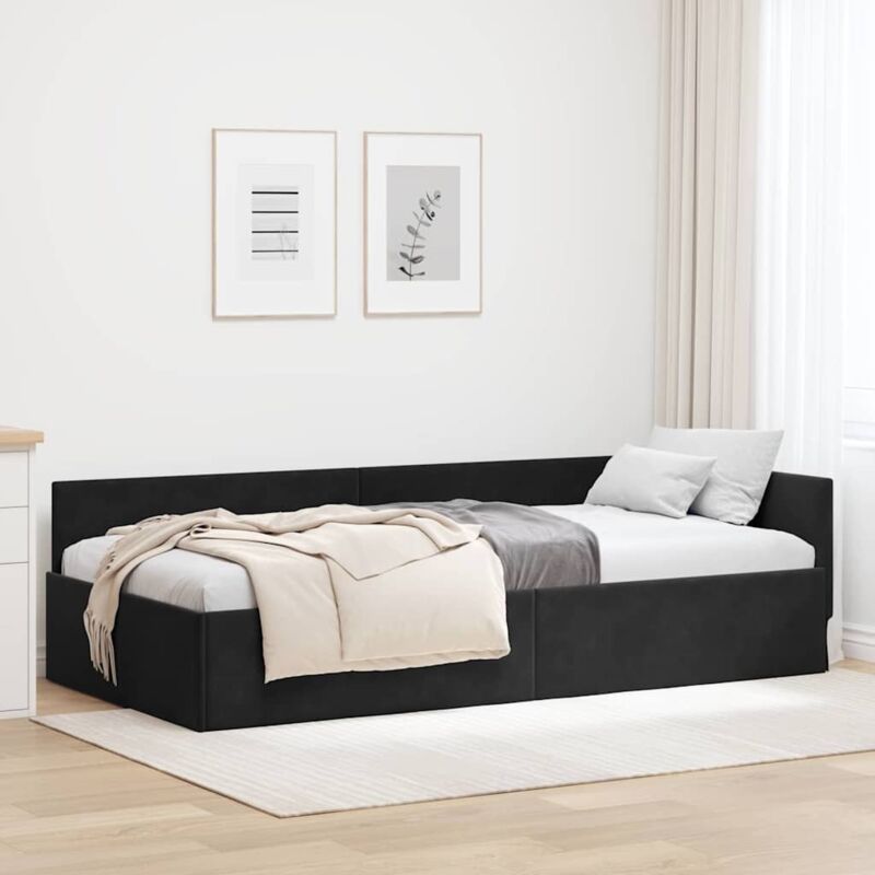 Eckbettgestell Schwarz 100 X 200 Cm Samt Und Engineered Holz Vidaxl