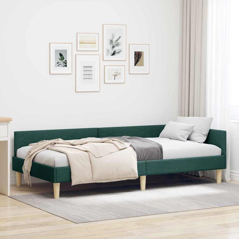 Eckbettgestell Mit Kopfteil Dunkelgrün 80 X 200 Cm Stoff Vidaxl