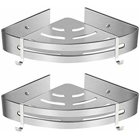 Eckduschablage, Badezimmerregal ohne Bohren, wandmontierter, selbstklebender Duschkorb aus Aluminium, Duschablage, Shampoo-Organizer (dreieckig, 2 Stück)