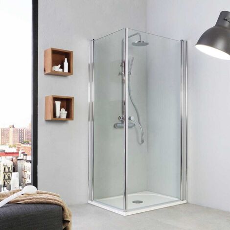 Eckdusche 70X90 Cm Mit Drehtüren, Chrom Teilgerahmt Cristal