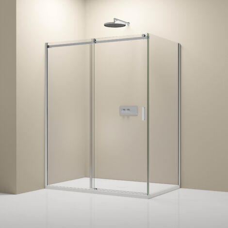 Eckdusche Bernstein NT806 FLEX Schiebetür Nano Klarglas 150x100 cm 8mm ESG-Sicherheitsglas