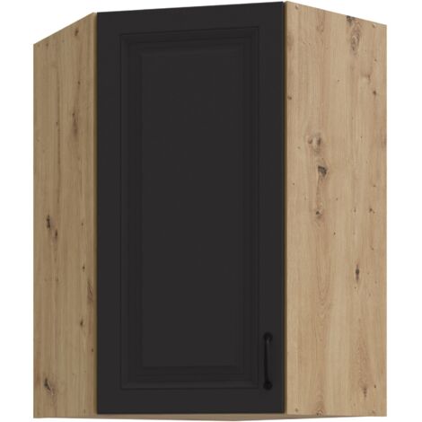 Eckhängeschrank 60x60 cm Stilo Grau + Eiche Artisan Küchenzeile Küchenblock Küche Landhaus Höhe 90 cm
