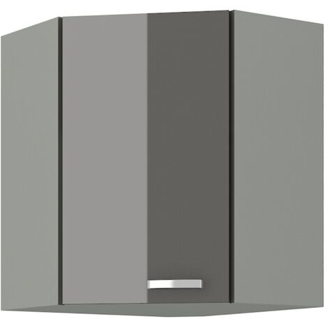 Eckhängeschrank 60x60 Hochglanz Grau Küchenzeile Küchenblock Küche Grey Bianca