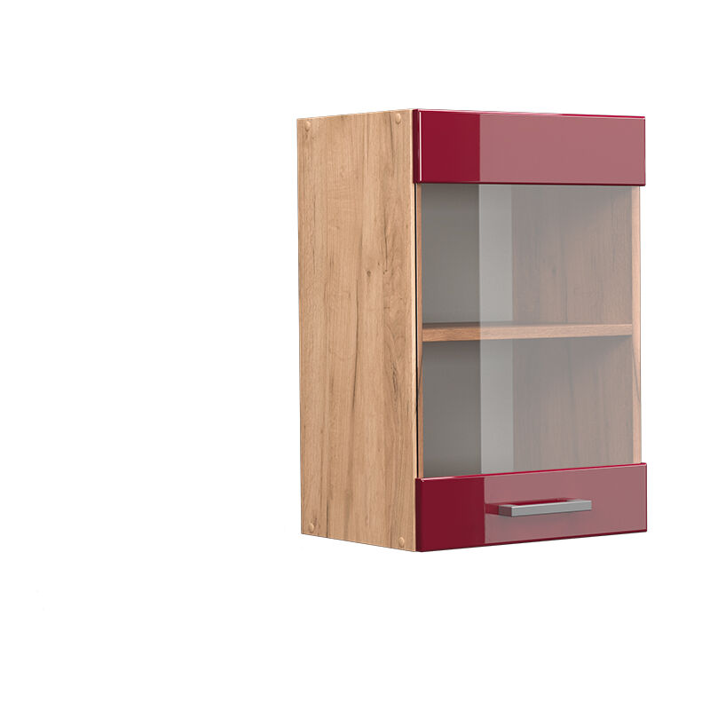 Vicco - Küchenglasschrank R-line, Bordeaux Hochglanz, 40 Cm