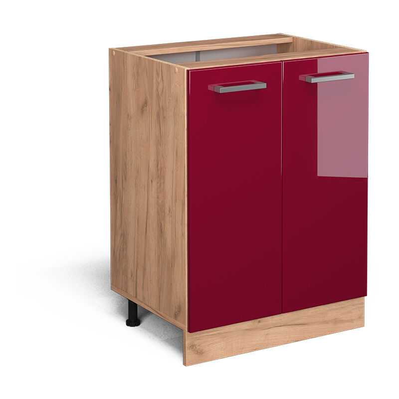 Vicco - Küchenunterschrank R-line, Bordeaux Hochglanz, 60 Cm Ohne Arbeitsplatte