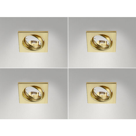 Eckige Einbaustrahler Decke im 4er Set schwenkbar Messing matt GU10