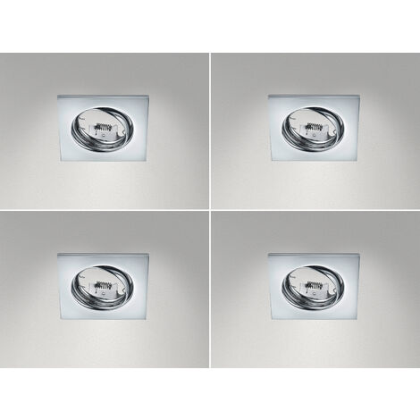 Eckige Einbaustrahler Decke im 4er Set schwenkbar Silber Chrom GU10