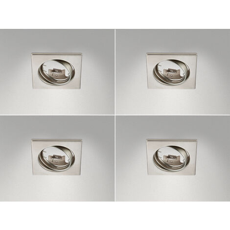 Eckige Einbaustrahler Decke im 4er Set schwenkbar Silber matt GU10