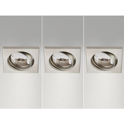 Eckige Einbaustrahler Decke JURA 3er Set schwenkbar Silber matt GU10
