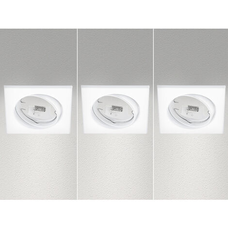 Eckige Einbaustrahler Decke JURA 3er Set schwenkbar Weiß matt GU10