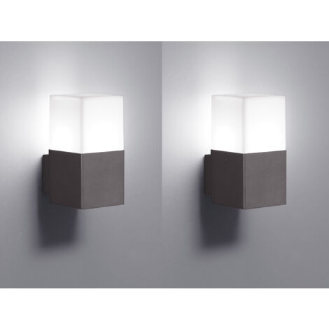 Eckige LED Außenwandlampe 2er Set Anthrazit IP44 - Außenbeleuchtung für Haus