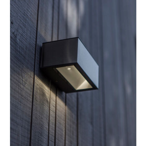 Eckige LED Außenwandlampe GEMINI Up and Down aus ALU Silber 14cm breit, IP54
