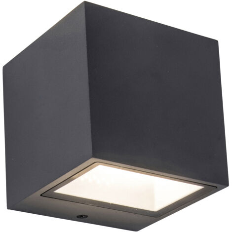 Eckige LED Außenwandleuchte GEMINI Up and Down aus ALU in Anthrazit, 8,8cm breit