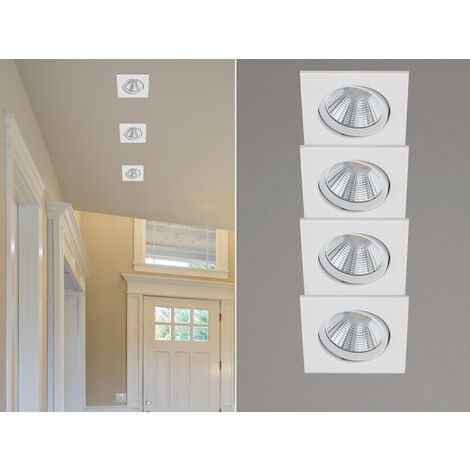 Eckige LED Einbaustrahler Decke im 4er Set schwenkbar dimmbar Weiß matt 5,5W