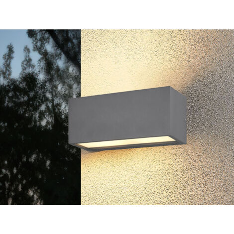 Eckige LED Up & Downlight Außenwandleuchte Anthrazit, Breite 25cm