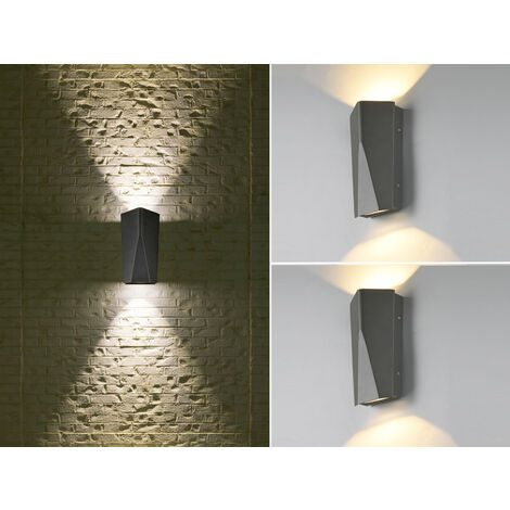 Eckige Up & Down LED Außenwandlampen 2er SET aus Aluminiumguss in Anthrazit